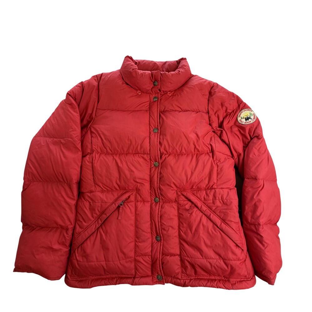 Vintage Y2K Polo Jeans Co Ralph Lauren Jacket Womens Medium Red Down Puffer